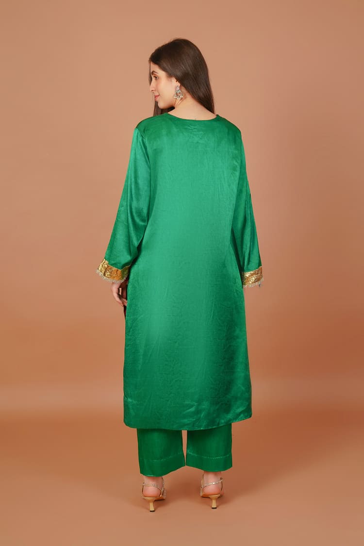 Fern Mist Green Mashru Coord Set