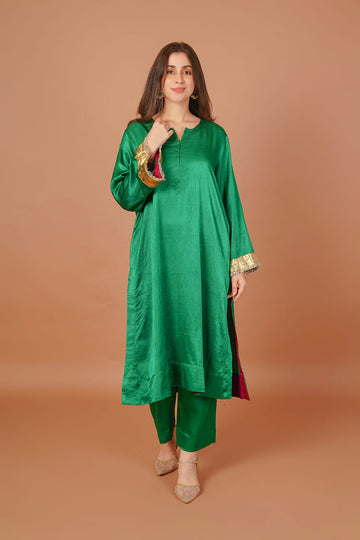 Fern Mist Green Mashru Coord Set