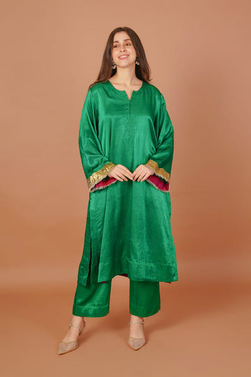 Fern Mist Green Mashru Kurta