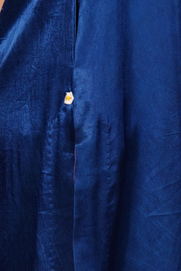 Sapphire Rain Blue Mashru V-Neck Coord Set