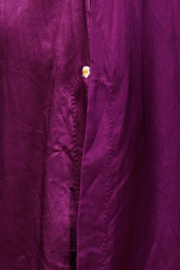 Velvet Iris Purple Mashru V-Neck Kurta