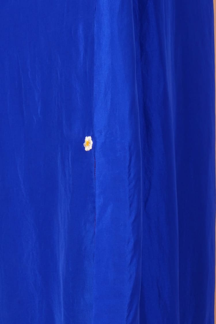 Peacock Blue Silk Embroidered Kurta