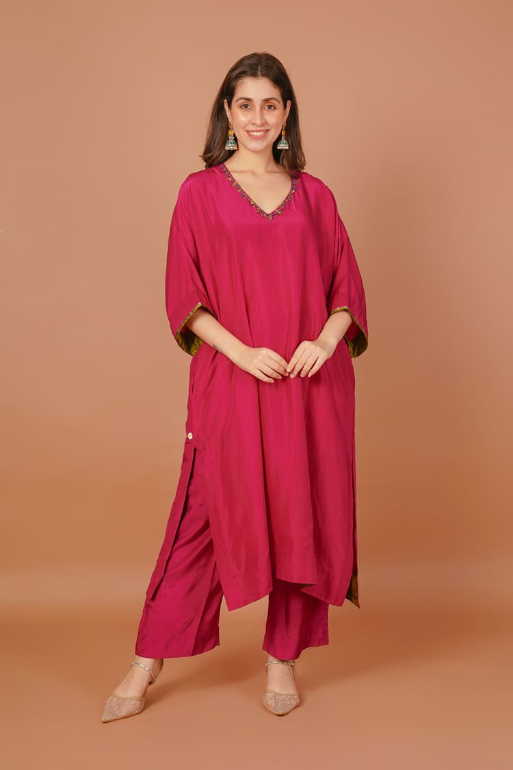 Rose Ember Red Silk Coord Set