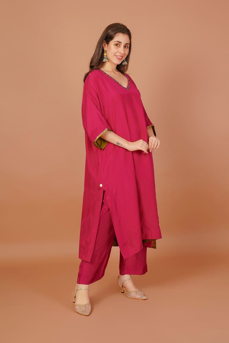 Rose Ember Red Silk Coord Set
