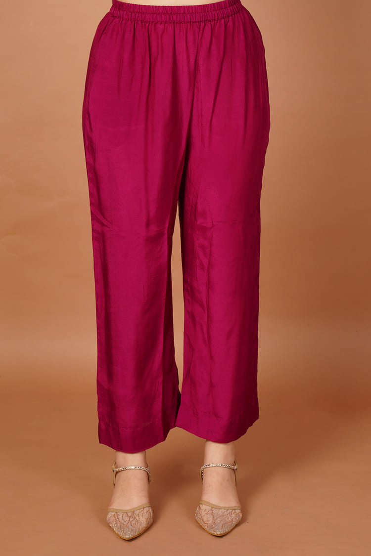 Rose Ember Red Silk Pant