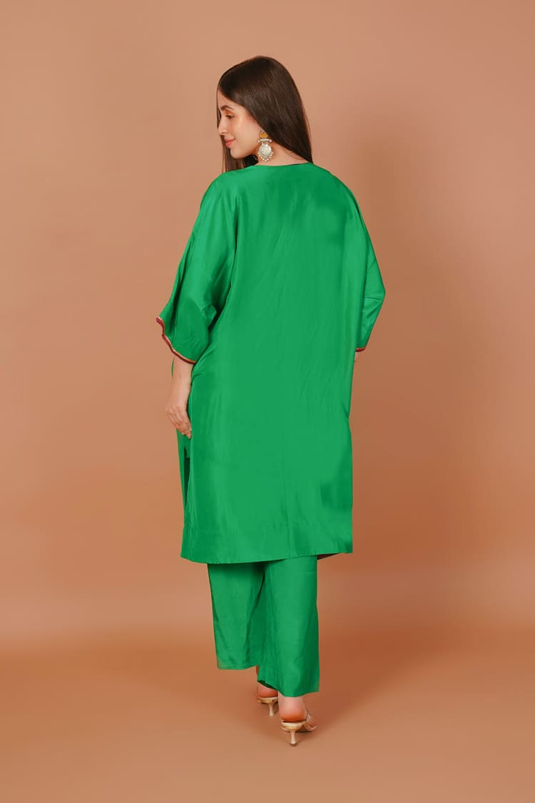 Verdant Grove Green Silk Coord Set