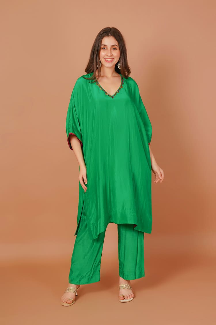 Verdant Grove Green Silk Coord Set