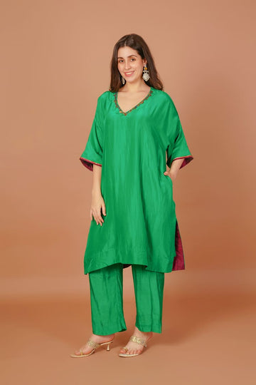 Verdant Grove Green Silk Kurta