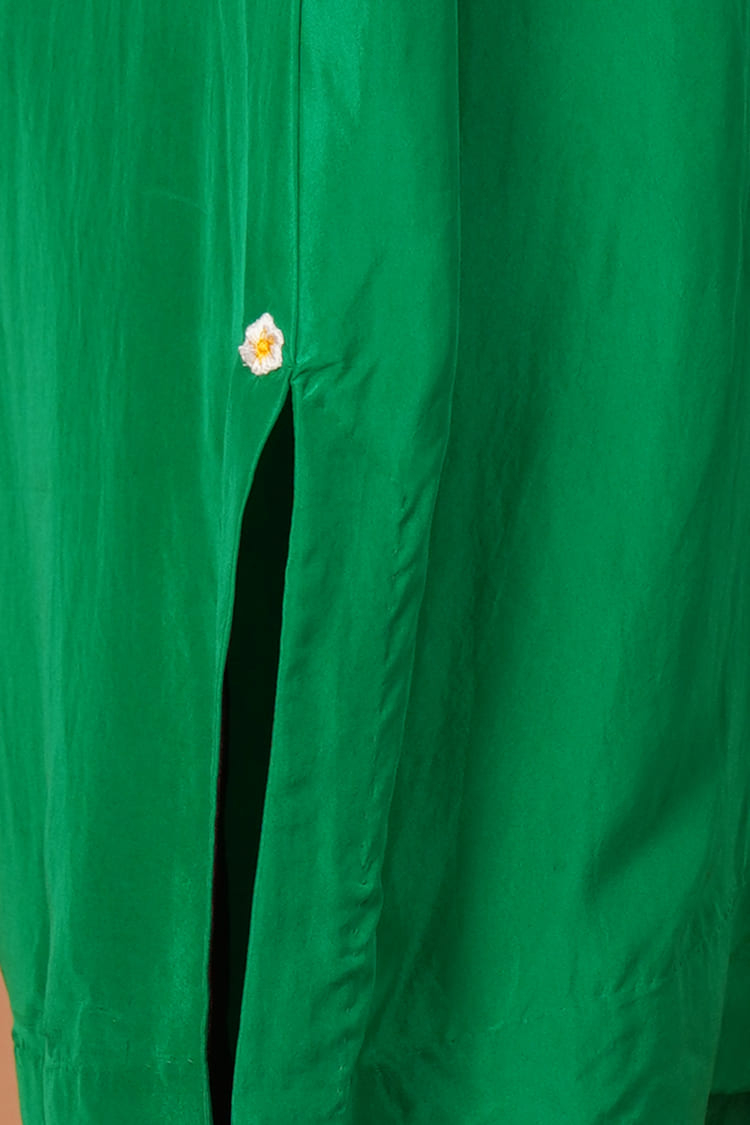 Verdant Grove Green Silk Kurta