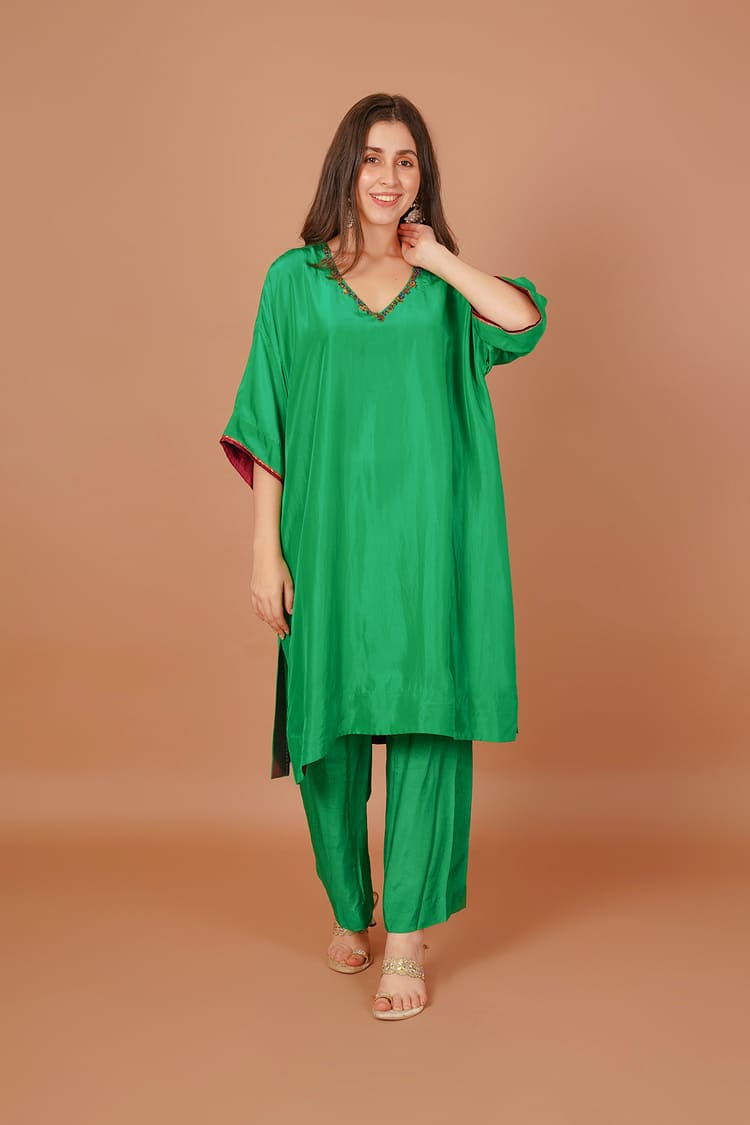 Verdant Grove Green Silk Pant