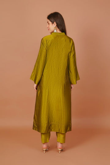 Citrus Dew Lemon Green Silk Coord Set