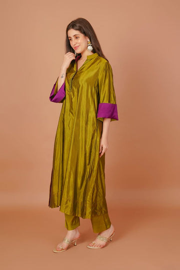 Citrus Dew Lemon Green Silk Kurta