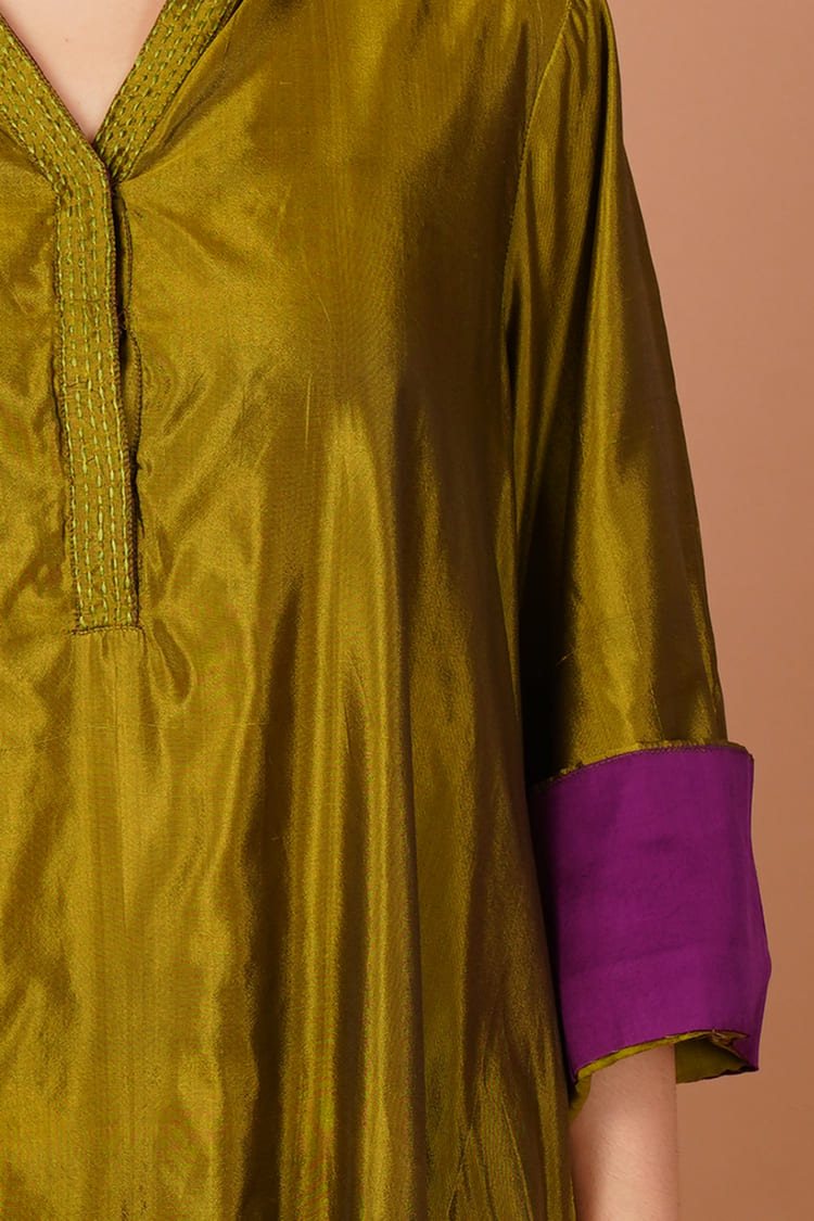 Citrus Dew Lemon Green Silk Kurta