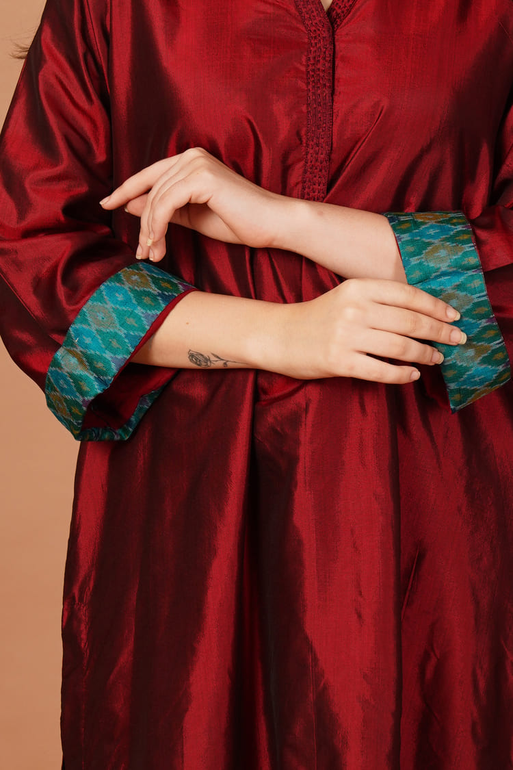 Scarlet Bloom Red Silk Coord Set