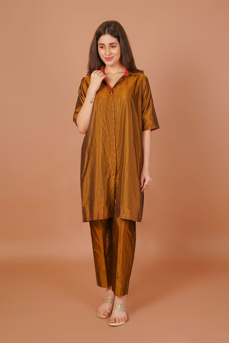 Golden Haze Silk Coord Set