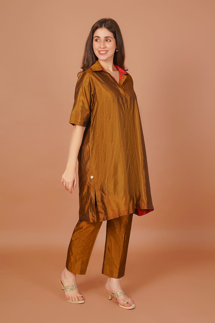 Golden Haze Silk Coord Set