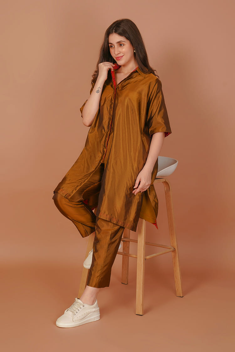 Golden Haze Silk Coord Set