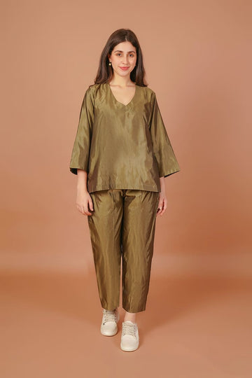 Olive Grove Silk Coord Set