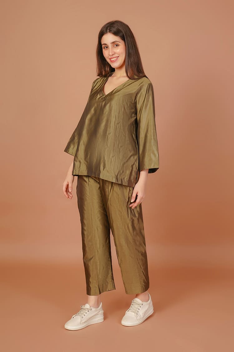 Olive Grove Silk Coord Set