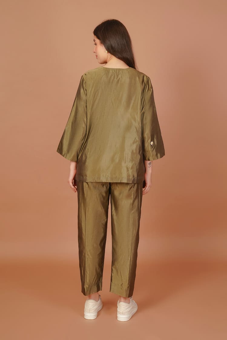 Olive Grove Silk Coord Set