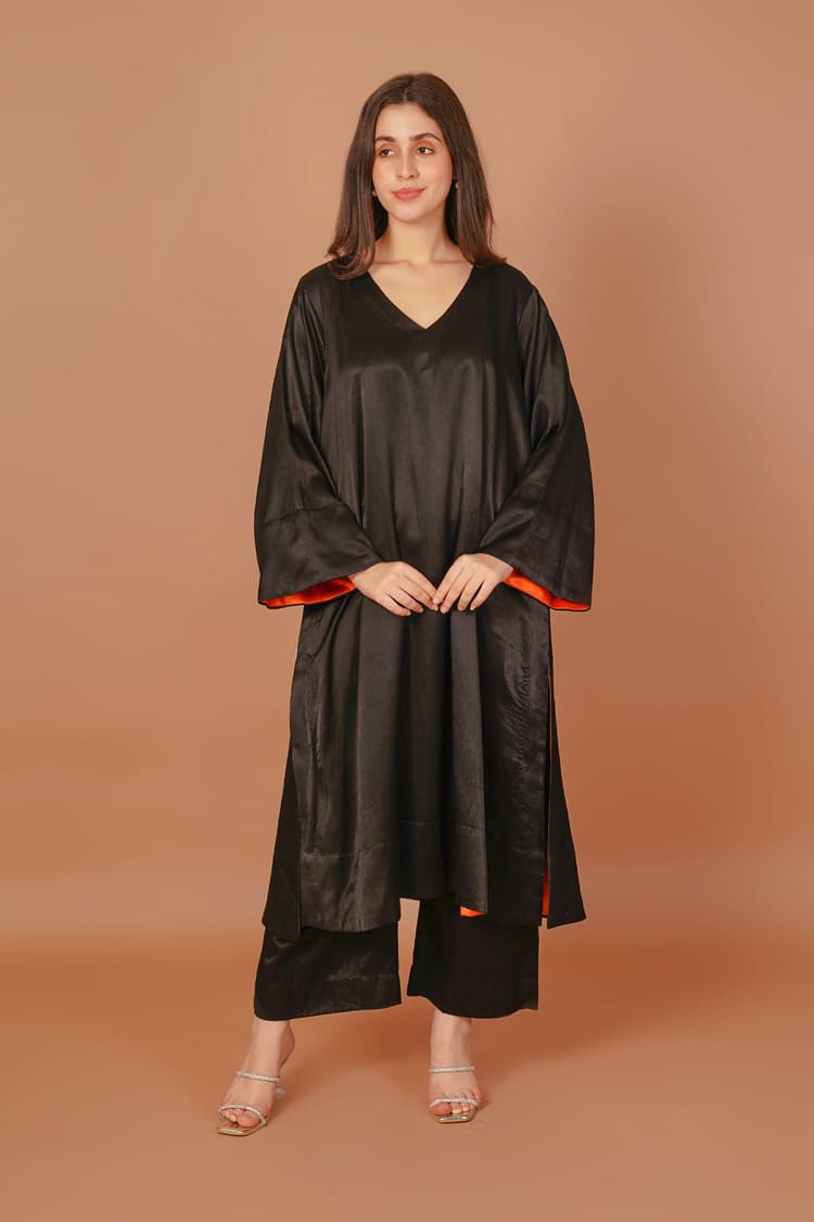 Eclipse Noir Black Mashru Coord Set
