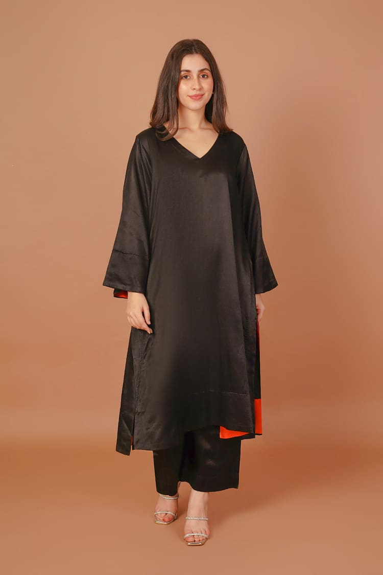 Eclipse Noir Black Mashru Coord Set
