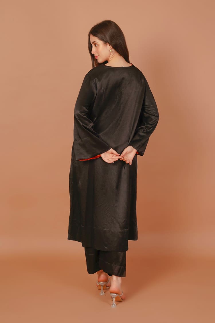 Eclipse Noir Black Mashru Coord Set