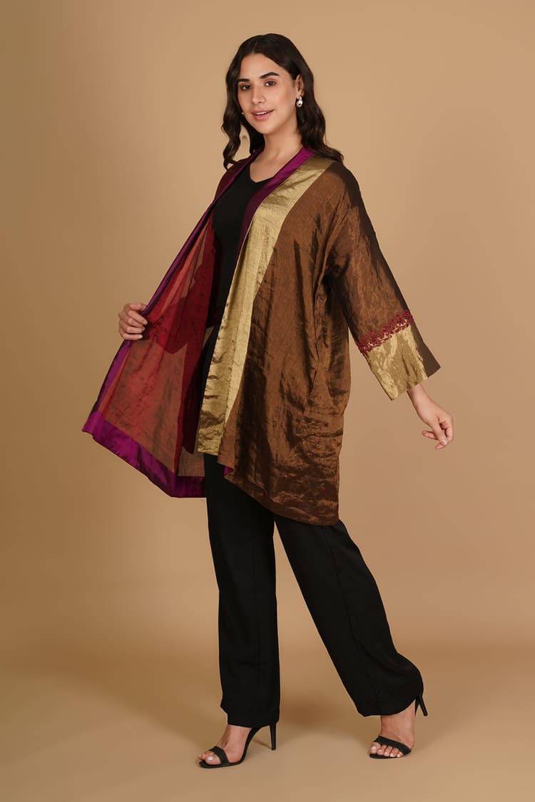 Saira Gold & Red Tissue Overlay