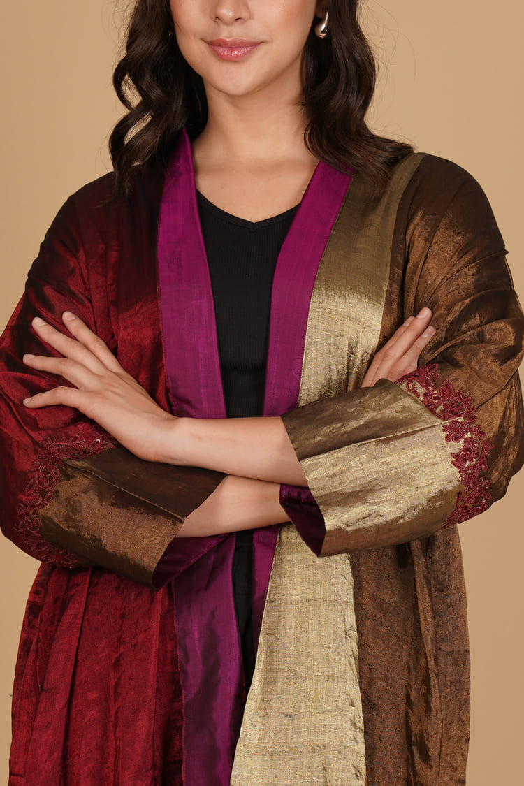 Saira Gold & Red Tissue Overlay