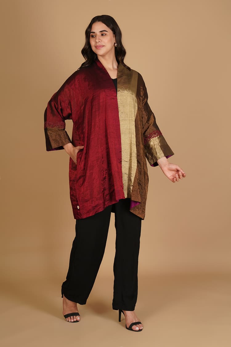Saira Gold & Red Tissue Overlay
