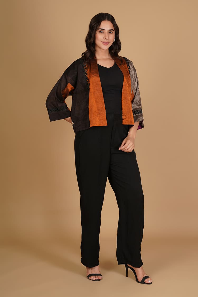 Iyla Rust & Black Tissue Crop