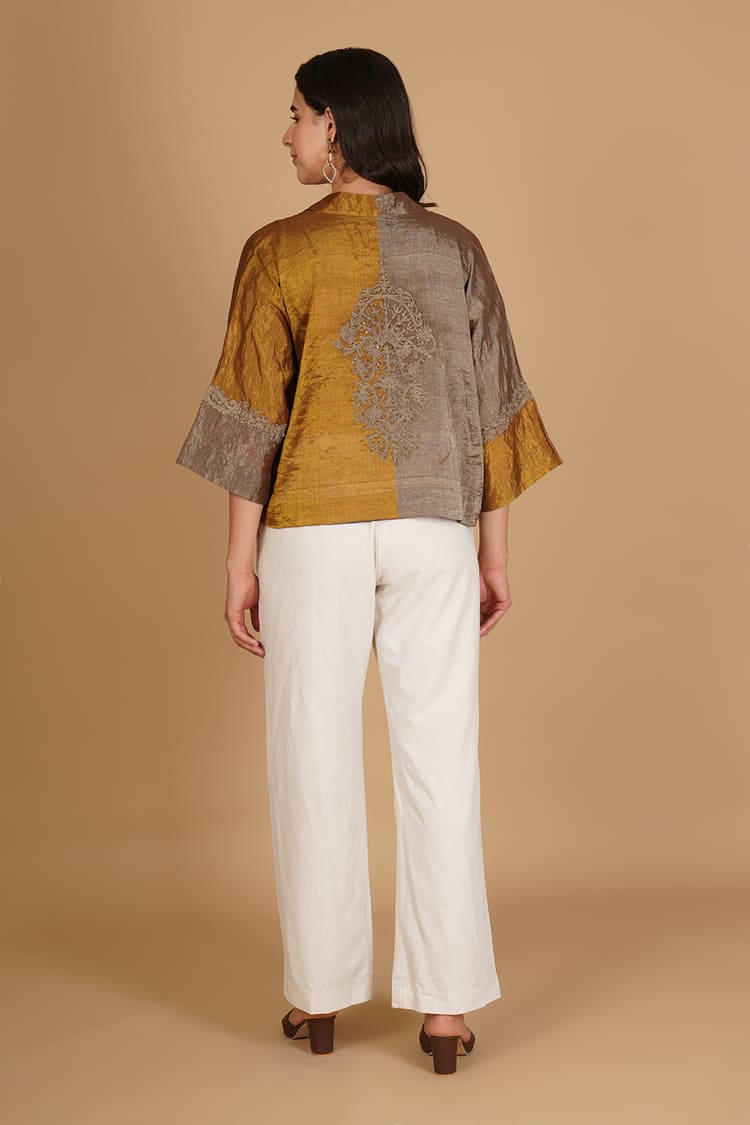 Naira Gold & Grey Tissue Crop