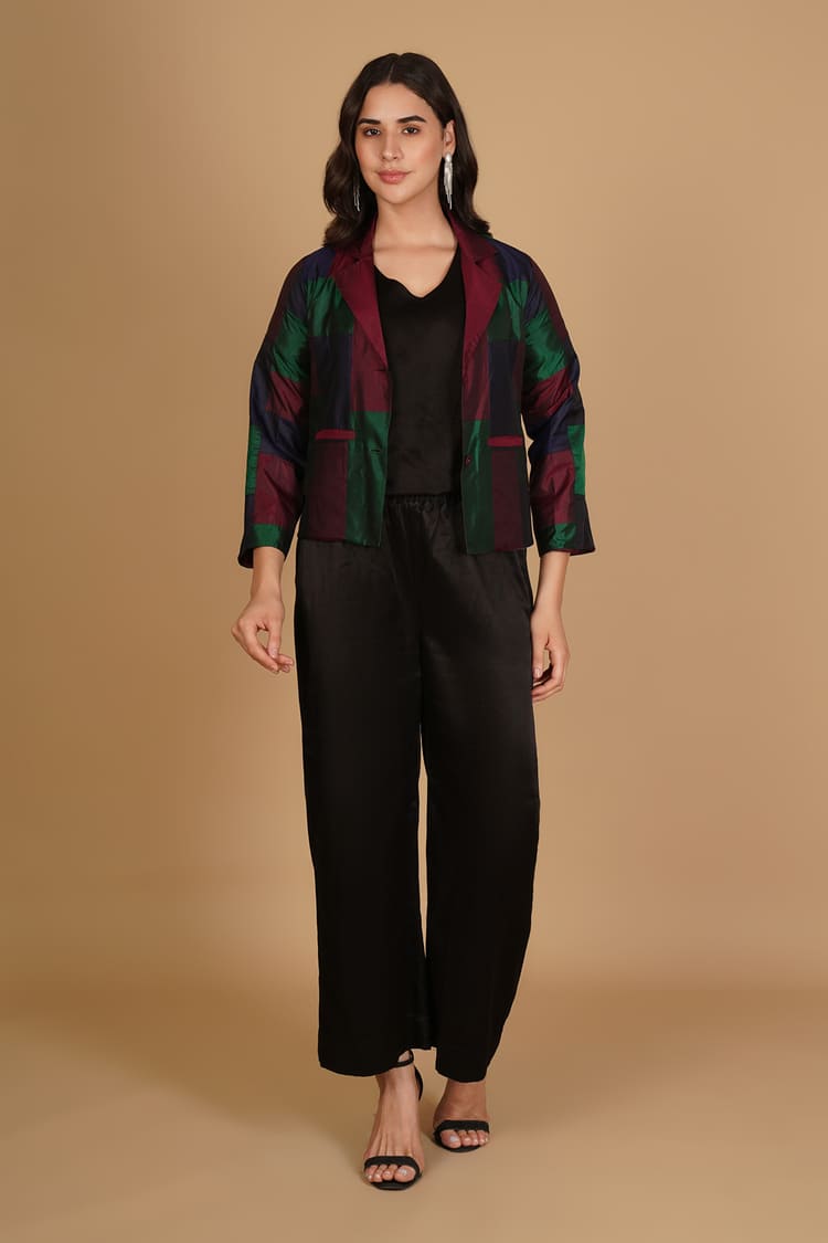 Samara Multicolour Silk Patchwork Short Jacket
