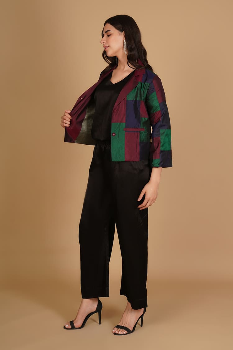 Samara Multicolour Silk Patchwork Short Jacket