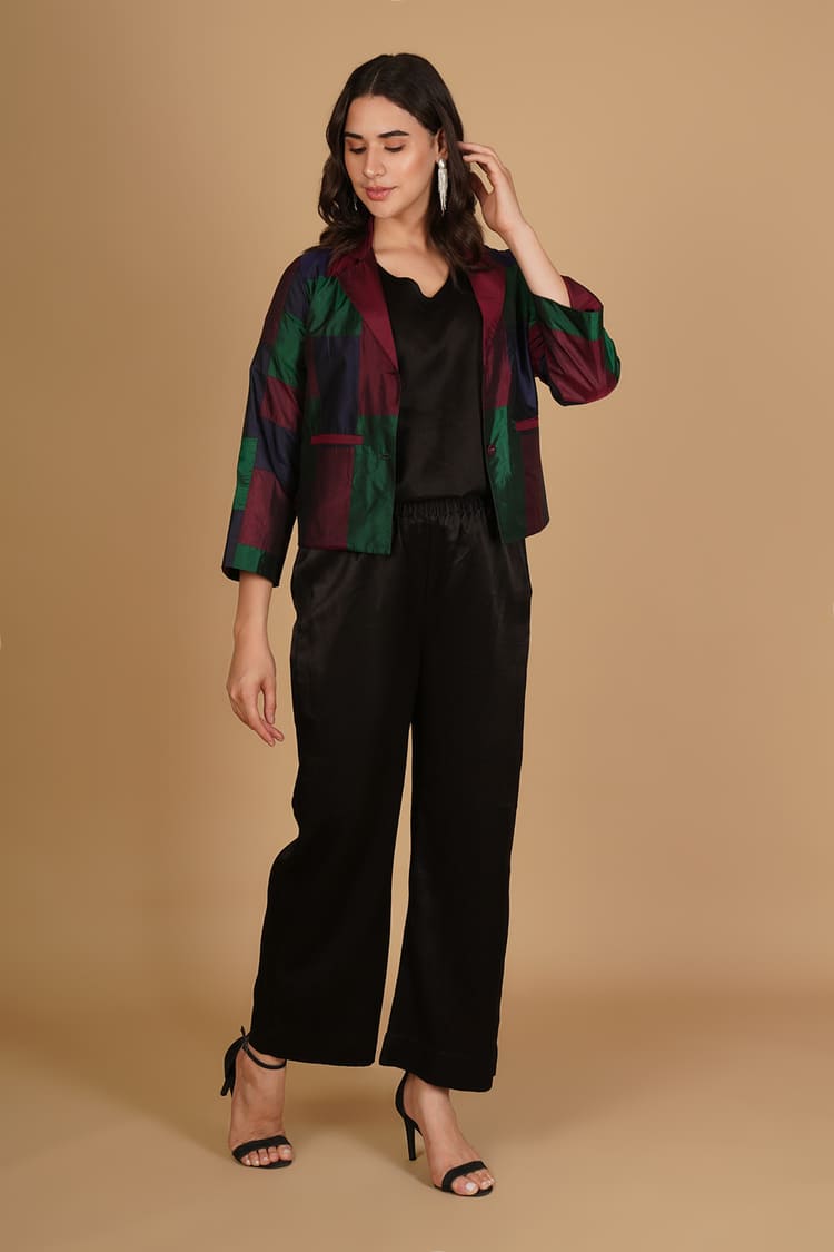 Samara Multicolour Silk Patchwork Short Jacket