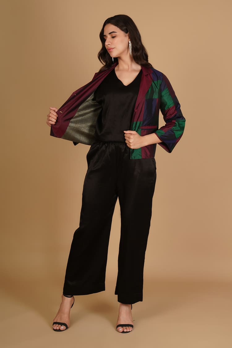Samara Multicolour Silk Patchwork Short Jacket
