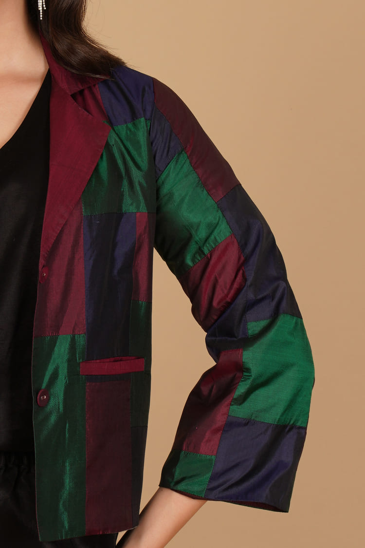 Samara Multicolour Silk Patchwork Short Jacket