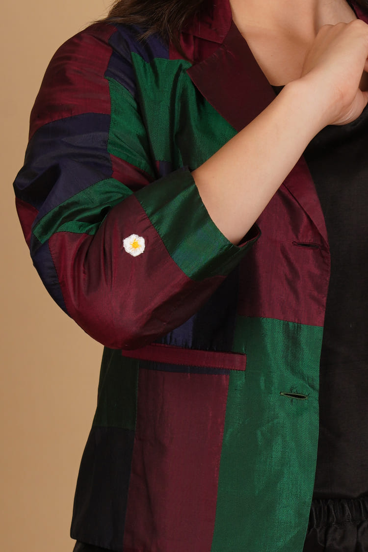Samara Multicolour Silk Patchwork Short Jacket