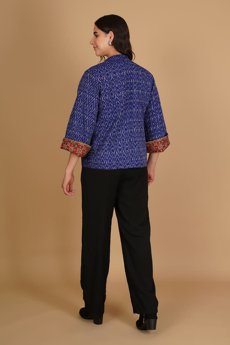 Zehra Red Ajrakh Modal Silk Medium Jacket