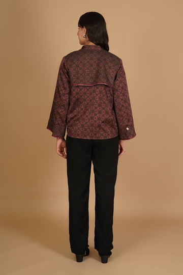 Amani Brown Ajrakh Modal Silk Medium Jacket