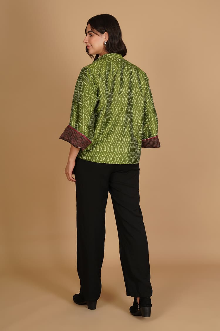 Amani Brown Ajrakh Modal Silk Medium Jacket