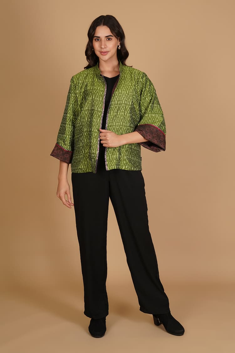 Amani Brown Ajrakh Modal Silk Medium Jacket
