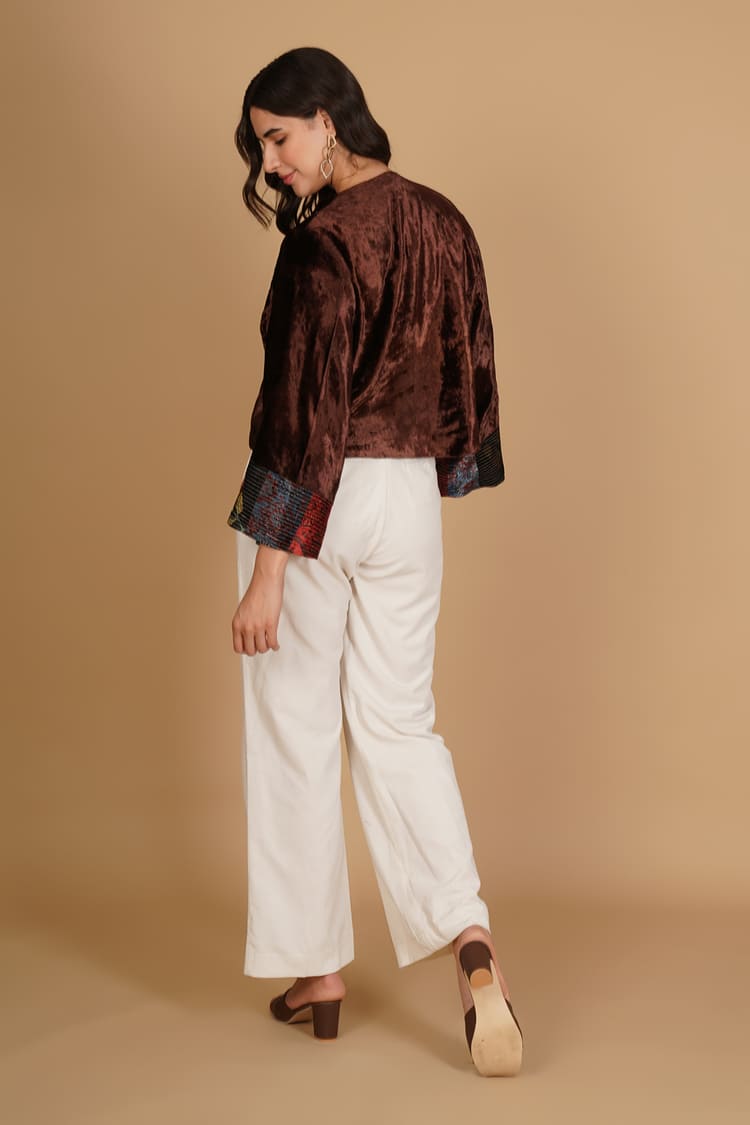 Aurea Brown Velvet Short Jacket
