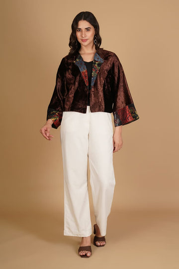 Aurea Brown Velvet Short Jacket