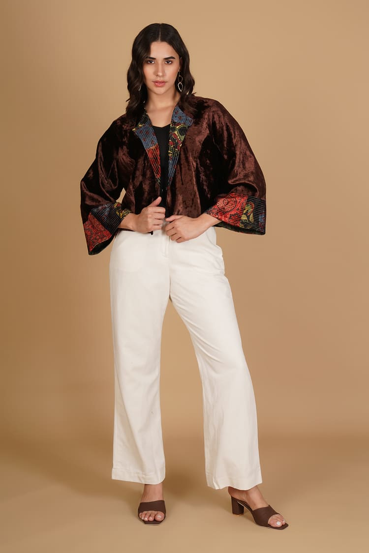 Aurea Brown Velvet Short Jacket