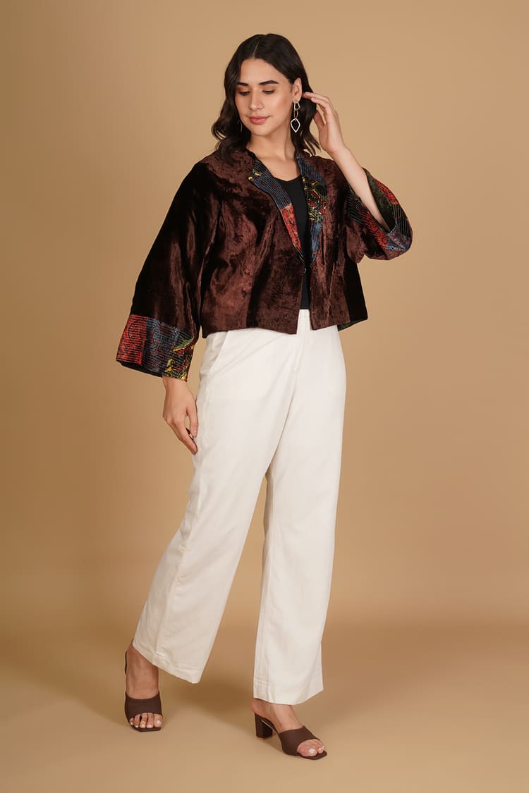 Aurea Brown Velvet Short Jacket