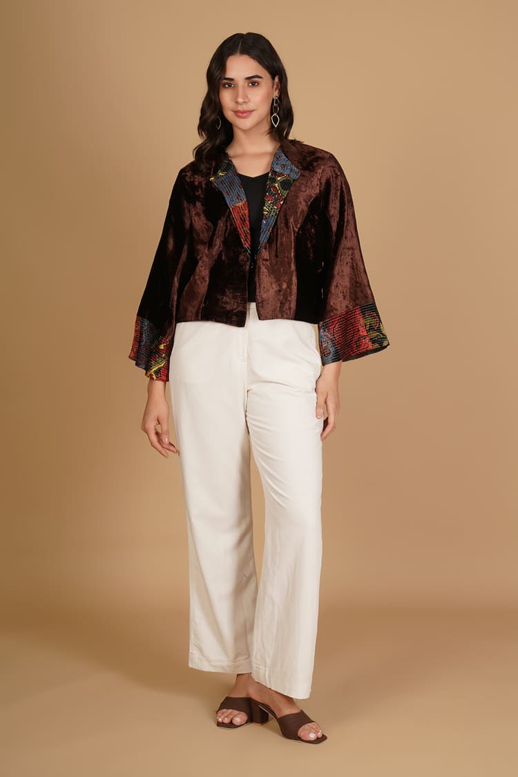 Aurea Brown Velvet Short Jacket