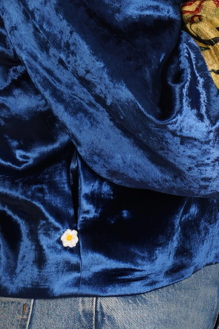 Nyla Blue Velvet Short Jacket
