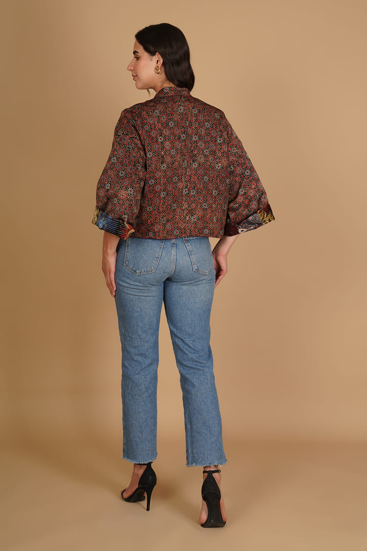 Inaya Red Velvet Short Jacket