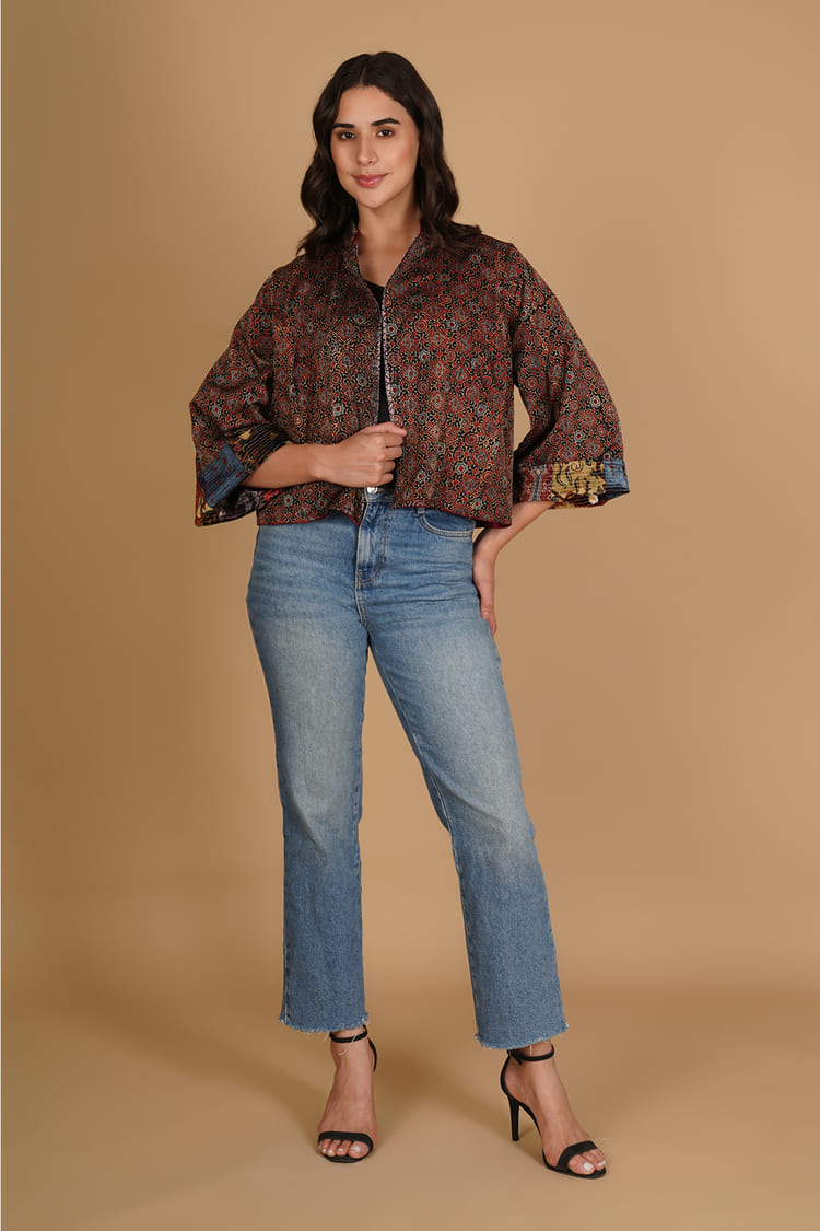 Inaya Red Velvet Short Jacket